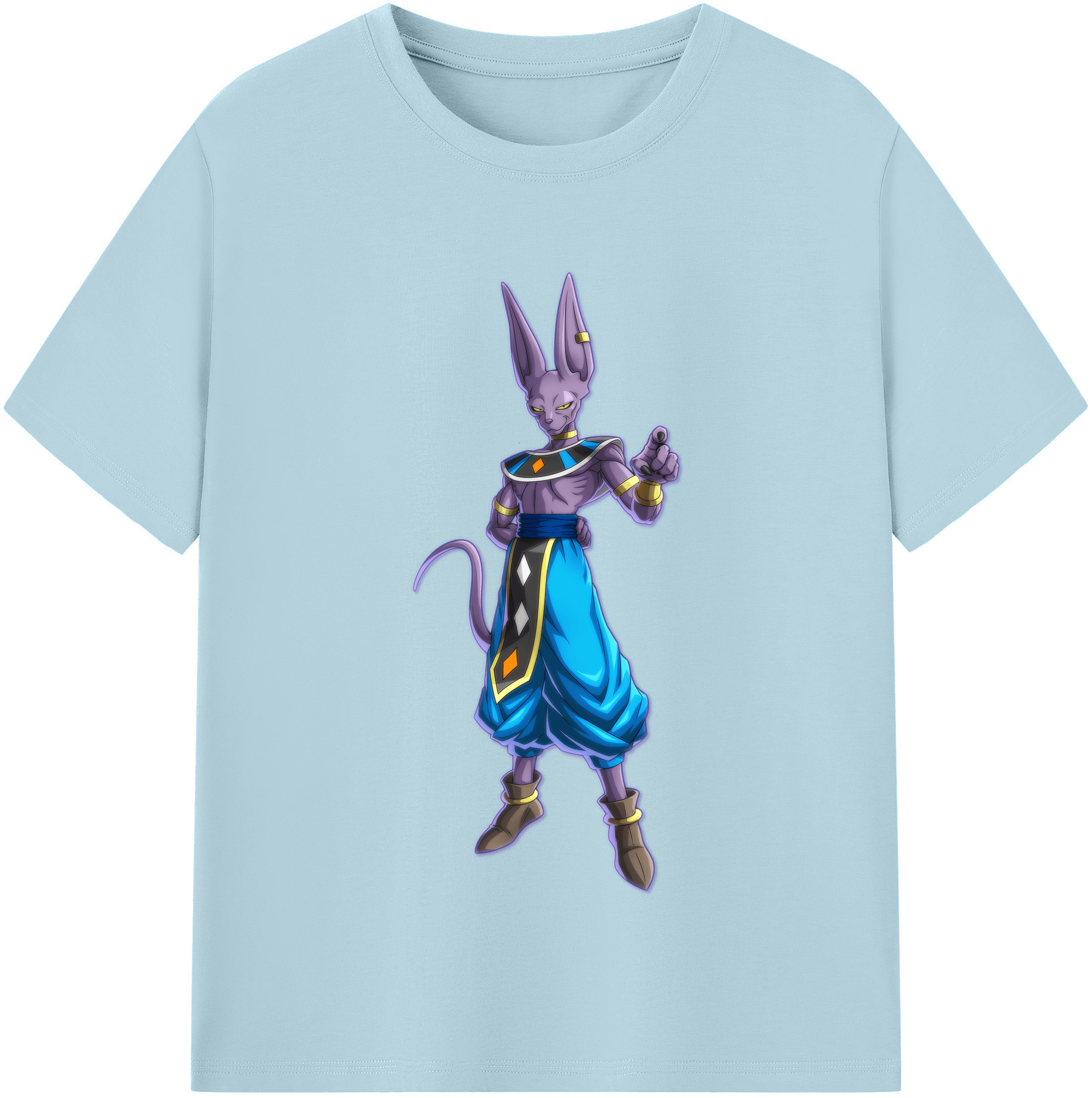 （画像用） ドラゴンボール ビルス 破壊神ビルス DRAGON BALL Beerus Birusu 綿100％半袖Tシャツ（フロントプリント）